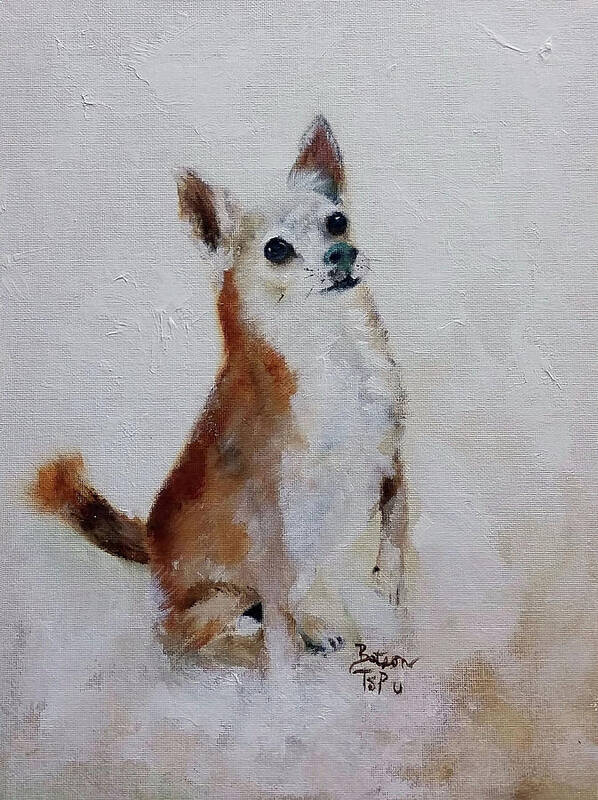 Pet Art Print featuring the painting Rusty Being A Good Boy by Barbie Batson