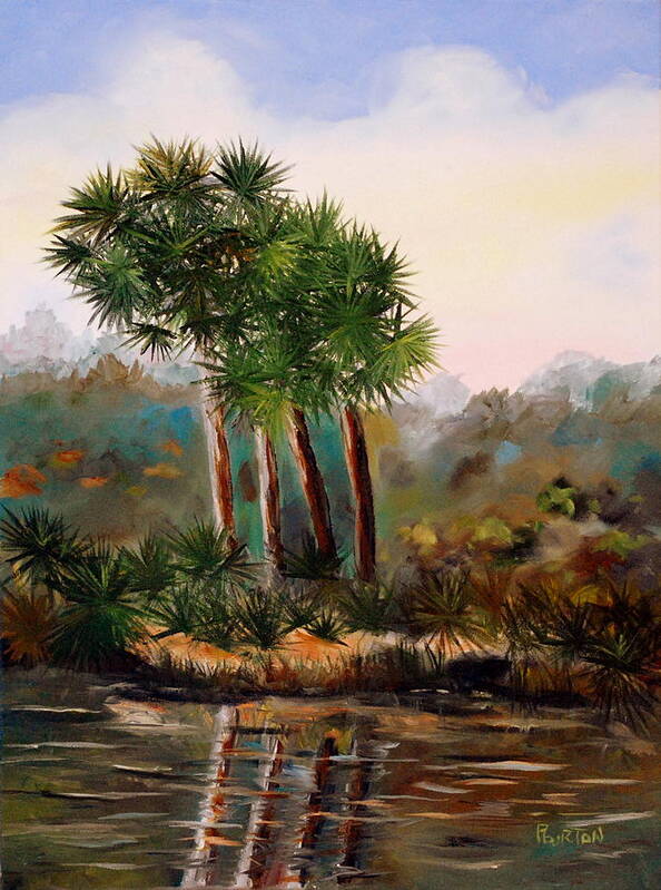 Sabal Palmetto Art Print featuring the painting Sabal Palmettos by Phil Burton