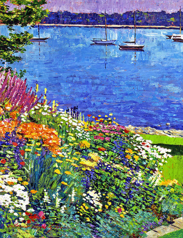 Impressionist Art Print featuring the painting Sailboat Bay Garden by David Lloyd Glover