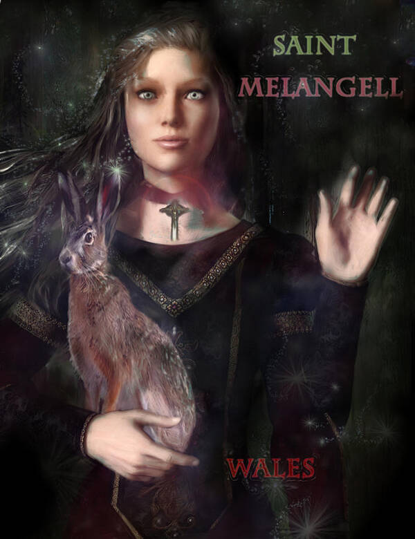 Saint Melangell Art Print featuring the painting Saint Melangell of Wales by Suzanne Silvir