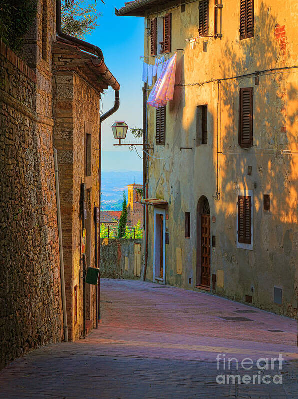 Europe Art Print featuring the photograph San Gimignano Alley by Inge Johnsson