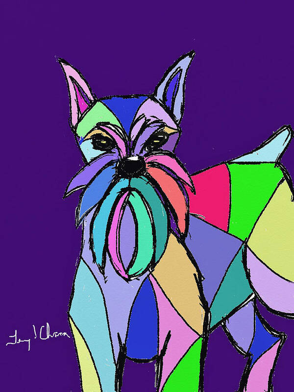 Ipad Drawing And Painting By Terry D. Chacon Art Print featuring the painting Schnauzer Colors by Terry Chacon