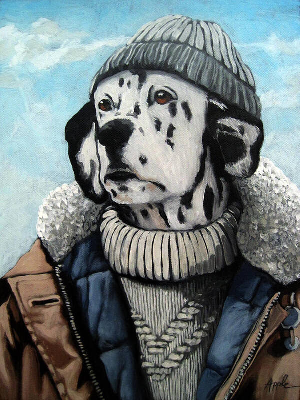 Dalmation Art Art Print featuring the painting Seadog - Dalmation animal art by Linda Apple