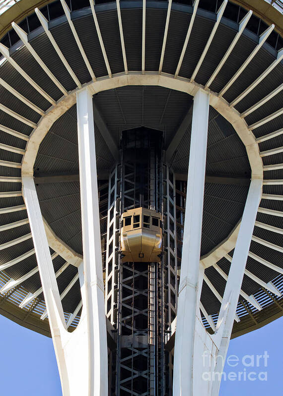 Seattle Art Print featuring the photograph Seattle Space Needle Elevator by Chris Dutton