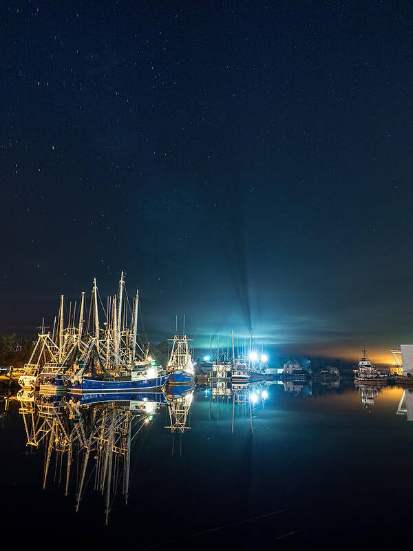 Boat Art Print featuring the photograph Serene and Starry Night by Brad Boland