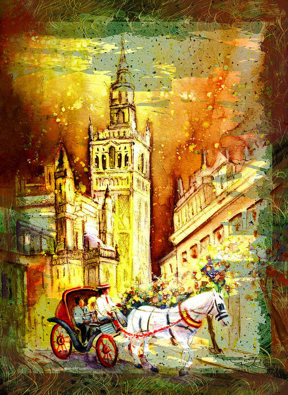 Travel Art Print featuring the painting Sevilla Authentic Madness by Miki De Goodaboom