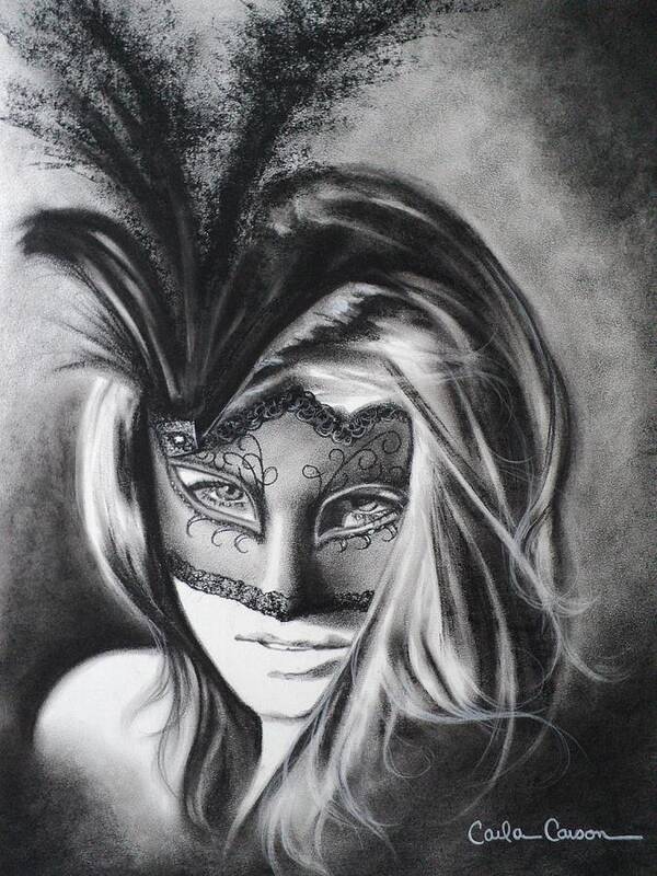 Mask Art Print featuring the drawing Sexy Little Secret by Carla Carson
