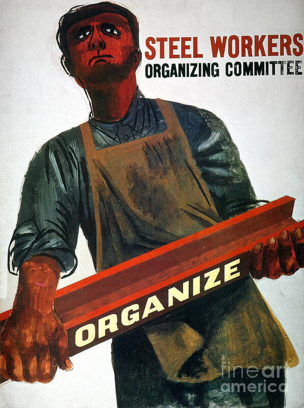 1930s Art Print featuring the drawing Steel Union Poster by Ben Shahn