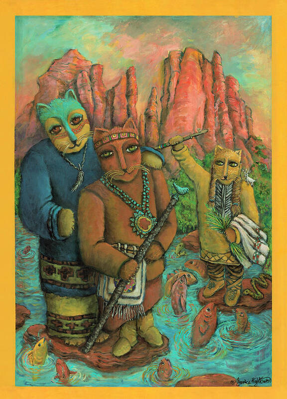Cats Art Print featuring the painting Shamans of Sedona by Janice Hightower