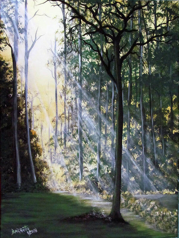 Sunshine Art Print featuring the painting Shining Through by Gloria E Barreto-Rodriguez