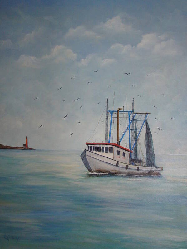 Shrimp Boat Art Print featuring the painting Shrimp Boat by Carolyn Speer