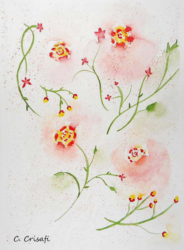 Flower Art Print featuring the painting Simple Flowers #2 by Carol Crisafi