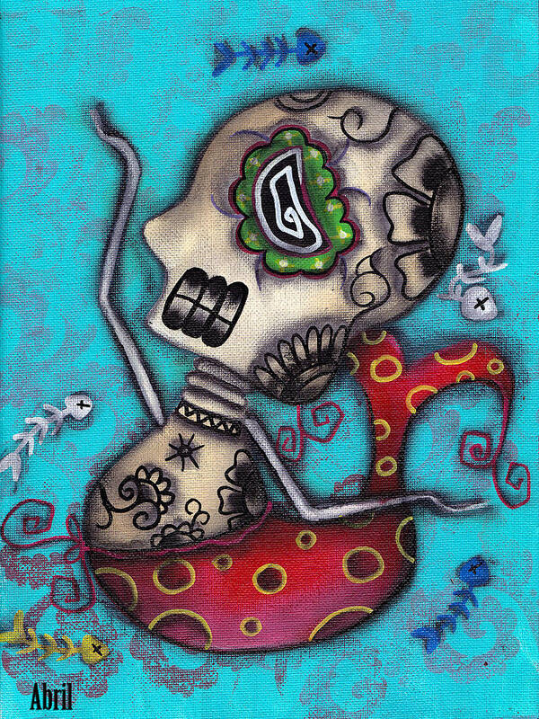 Day Of The Dead Art Print featuring the painting Sirena I by Abril Andrade