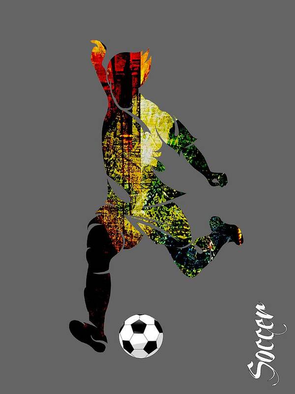 Soccer Art Print featuring the mixed media Soccer Collection by Marvin Blaine