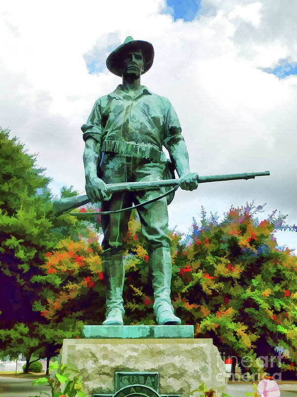 Soldier Statue From The Spanish American War Art Print featuring the painting  Soldier Statue from the Spanish American War 2 by Jeelan Clark