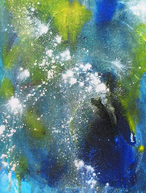 Abstract Art Print featuring the painting Somewhere Out There by Louise Adams