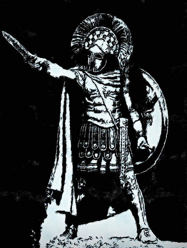 Spartan Warrior Art Print featuring the painting Spartan Hoplite - 19 by AM FineArtPrints