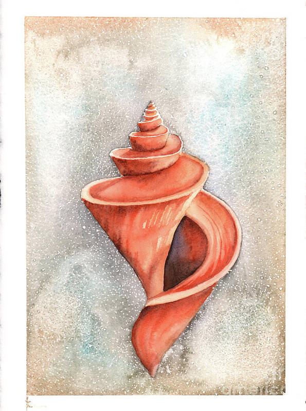 Seashell Art Print featuring the painting Spiral Shell by Hilda Wagner
