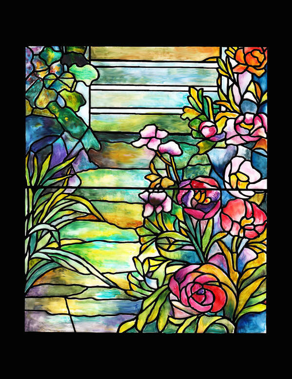 Stained Glass Paintings Paintings Art Print featuring the painting Stained Glass Tiffany Robert Mellon House by Donna Walsh