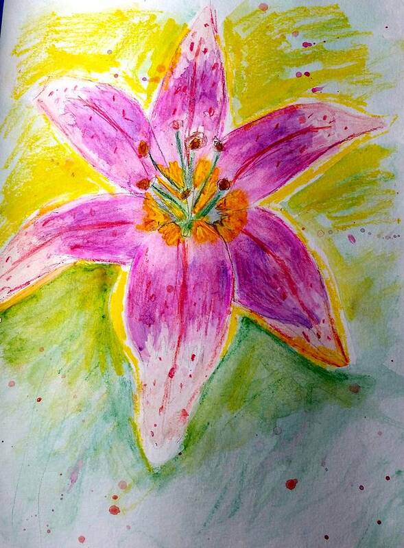 Watercolor Art Print featuring the painting Stargazer Lily in the Garden by Stacie Siemsen