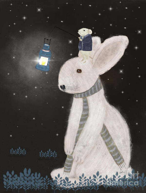 Rabbits Art Print featuring the painting Starlight by Bri Buckley