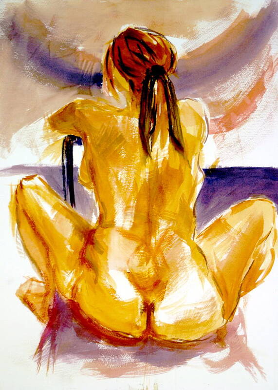 Female Art Print featuring the painting Studio Study in watercolor by Dan Earle