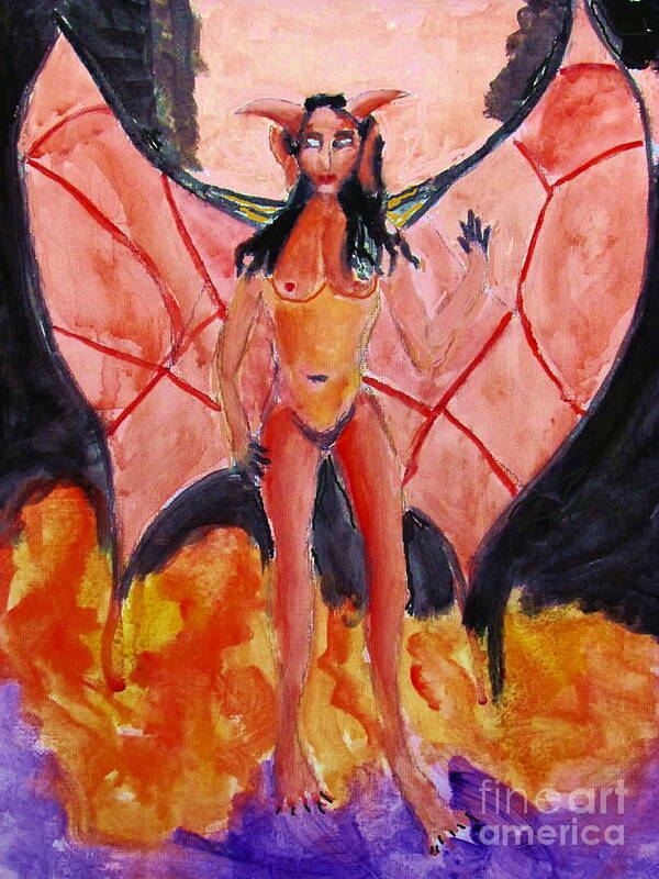 Succubus Art Print featuring the painting Succubus by Stanley Morganstein