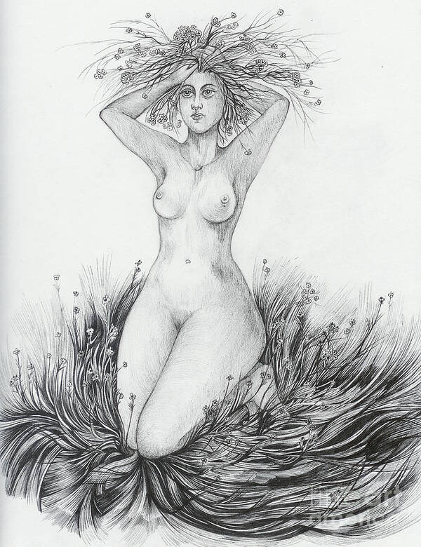 Nude Art Print featuring the drawing Summer II by Anna Duyunova