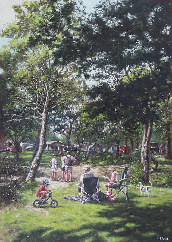 Camping Art Print featuring the painting Summer New Forest Picnic by Martin Davey