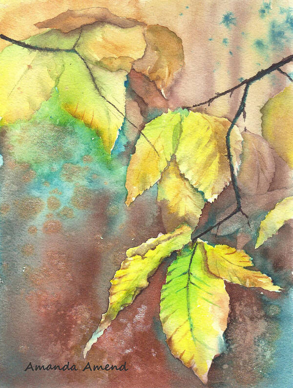 Leaves Art Print featuring the painting Sun Kissed 2 by Amanda Amend