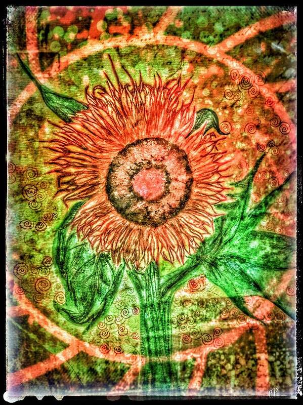 Flower Of Life Art Print featuring the mixed media Sunflower by Christine Paris