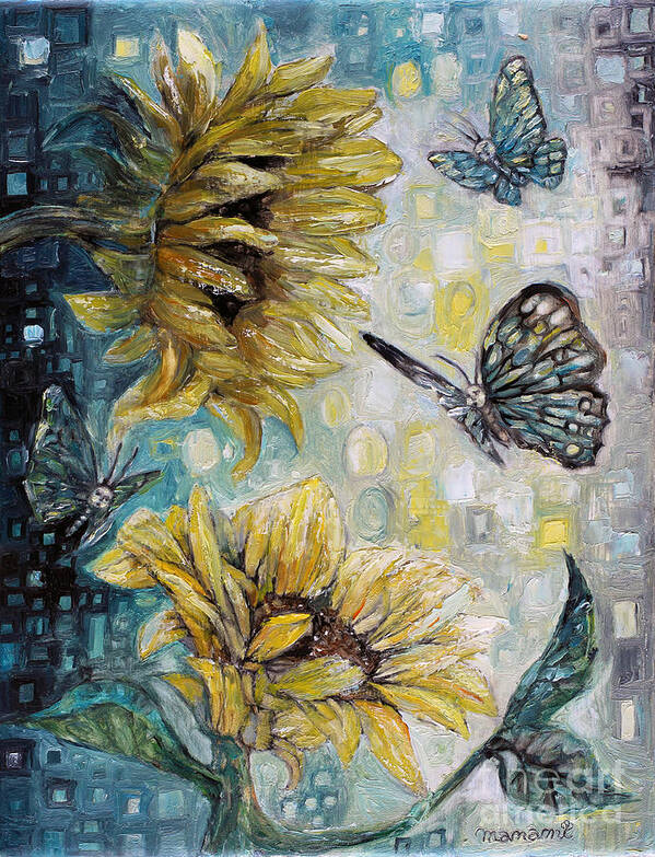 Sun. Sunflower Art Print featuring the painting Sunflower by Manami Lingerfelt