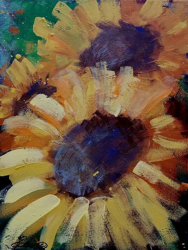 Sunflower Art Print featuring the painting SunflowerB by Terri Einer