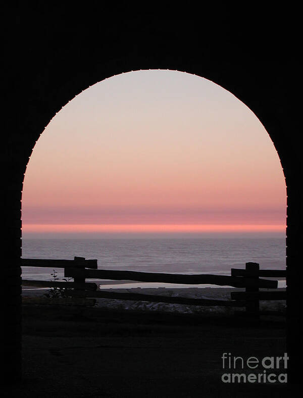 Sunset Art Print featuring the photograph Sunset Arch with Fog Bank by Kathi Shotwell