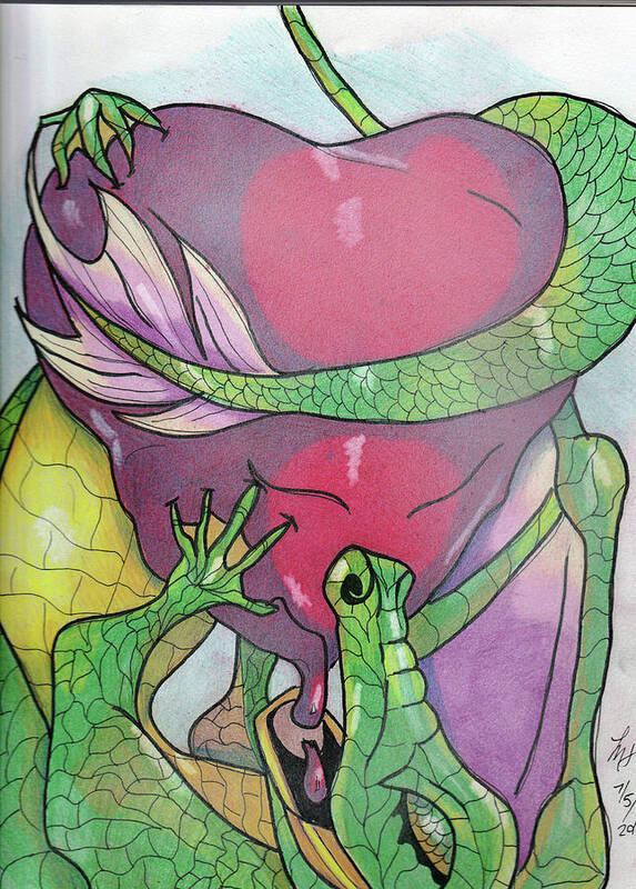 Dragon Art Print featuring the drawing Sweetheart by Loretta Nash