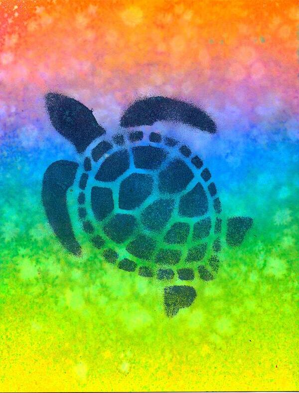 Turtle Art Print featuring the painting Swim Turtle 2 by Sarah Krafft