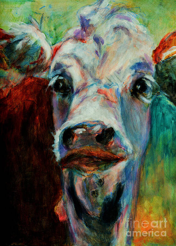 Swiss Art Print featuring the painting Swiss Cow - 1 by David Van Hulst