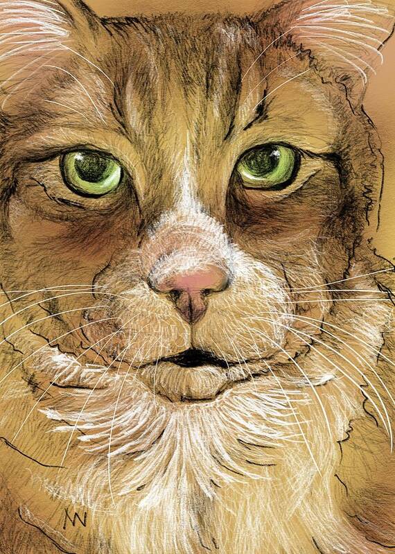 Tabby Cat Art Print featuring the digital art Tabby Cat by AnneMarie Welsh