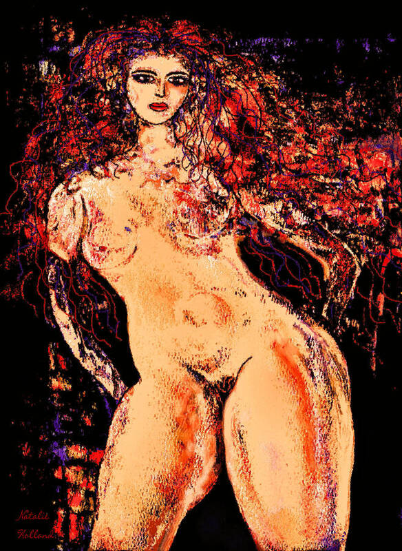 Nudes Art Print featuring the mixed media Tall Curvaceous Nude by Natalie Holland