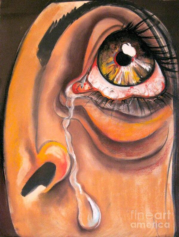 Eye Art Print featuring the drawing Tear by Yxia Olivares