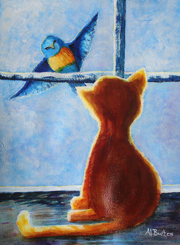 Cat Art Print featuring the painting Teasing Cat by April Burton