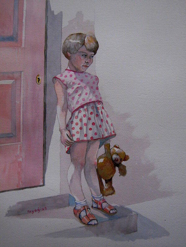 Teddy Bear Art Print featuring the painting Teddy by Ray Agius