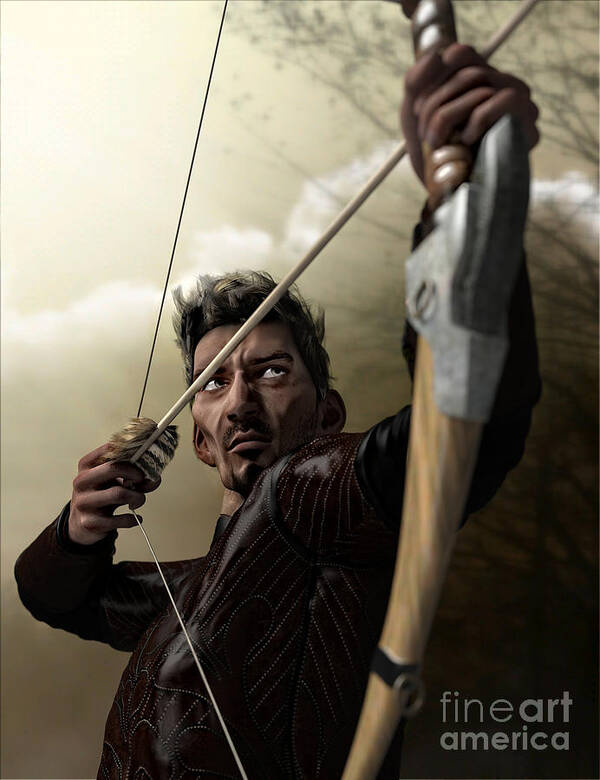 Archer Art Print featuring the digital art The Archer by Sandra Bauser