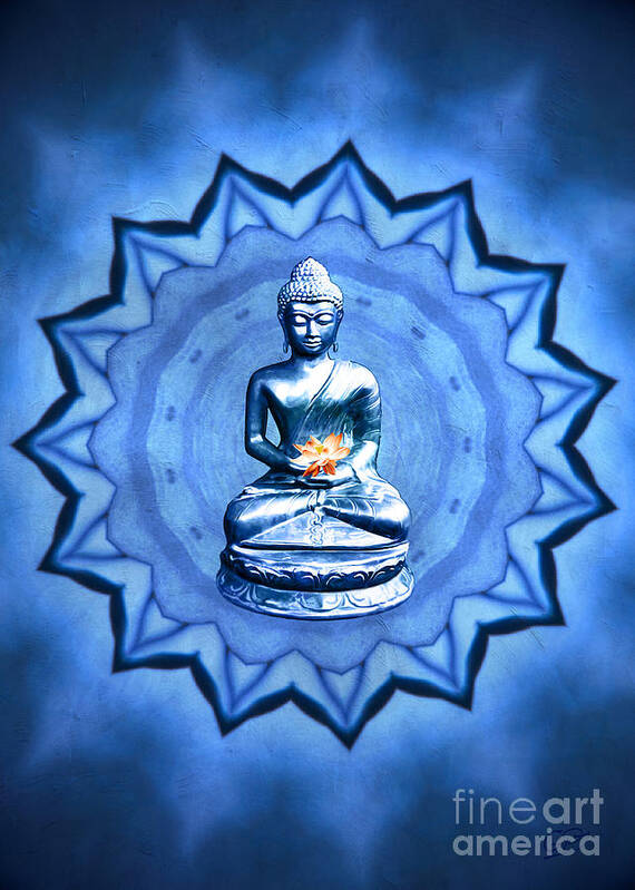 Gabriele Pomykaj Art Print featuring the digital art The Blue Buddha Meditation by Gabriele Pomykaj
