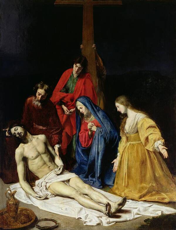 Religion Art Print featuring the painting The Descent from the Cross by Nicolas Tournier