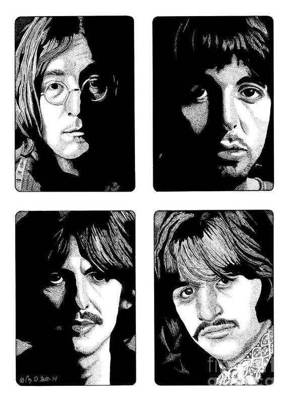 Paul Mccartney Art Print featuring the drawing The Fab Four by Cory Still