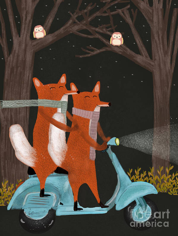 Foxes Art Print featuring the painting The Fox Mobile by Bri Buckley