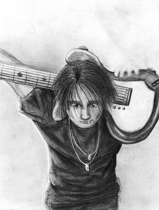 Guitarist Art Print featuring the drawing The Guitarist by Katie Alfonsi