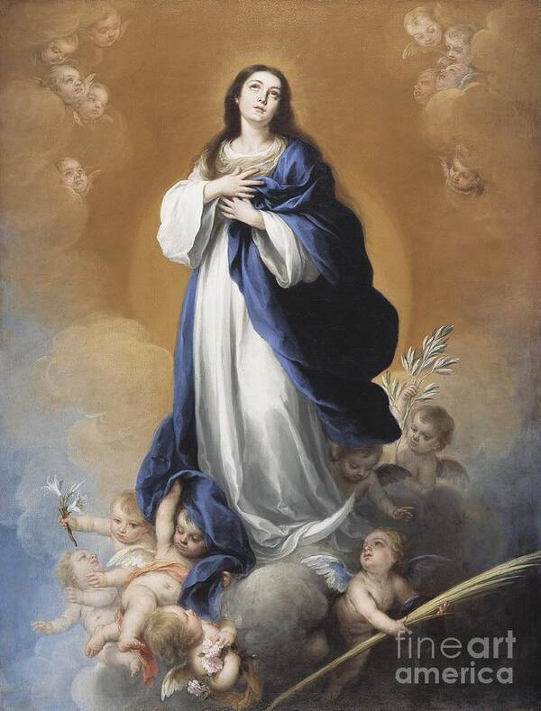 The Art Print featuring the painting The Immaculate Conception by Bartolome Esteban Murillo