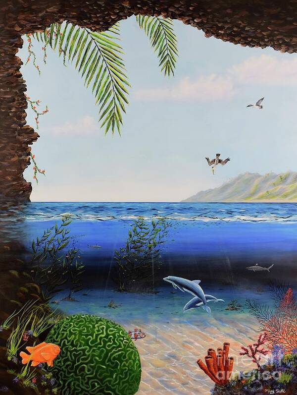 Ocean Art Print featuring the painting The Living Ocean by Mary Scott